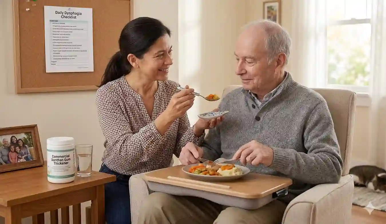 Aspiration Pneumonia in Seniors: a caregiver is feeding a senior