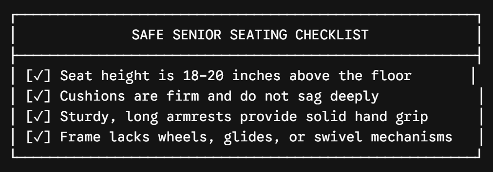 Safe senior seating checklist